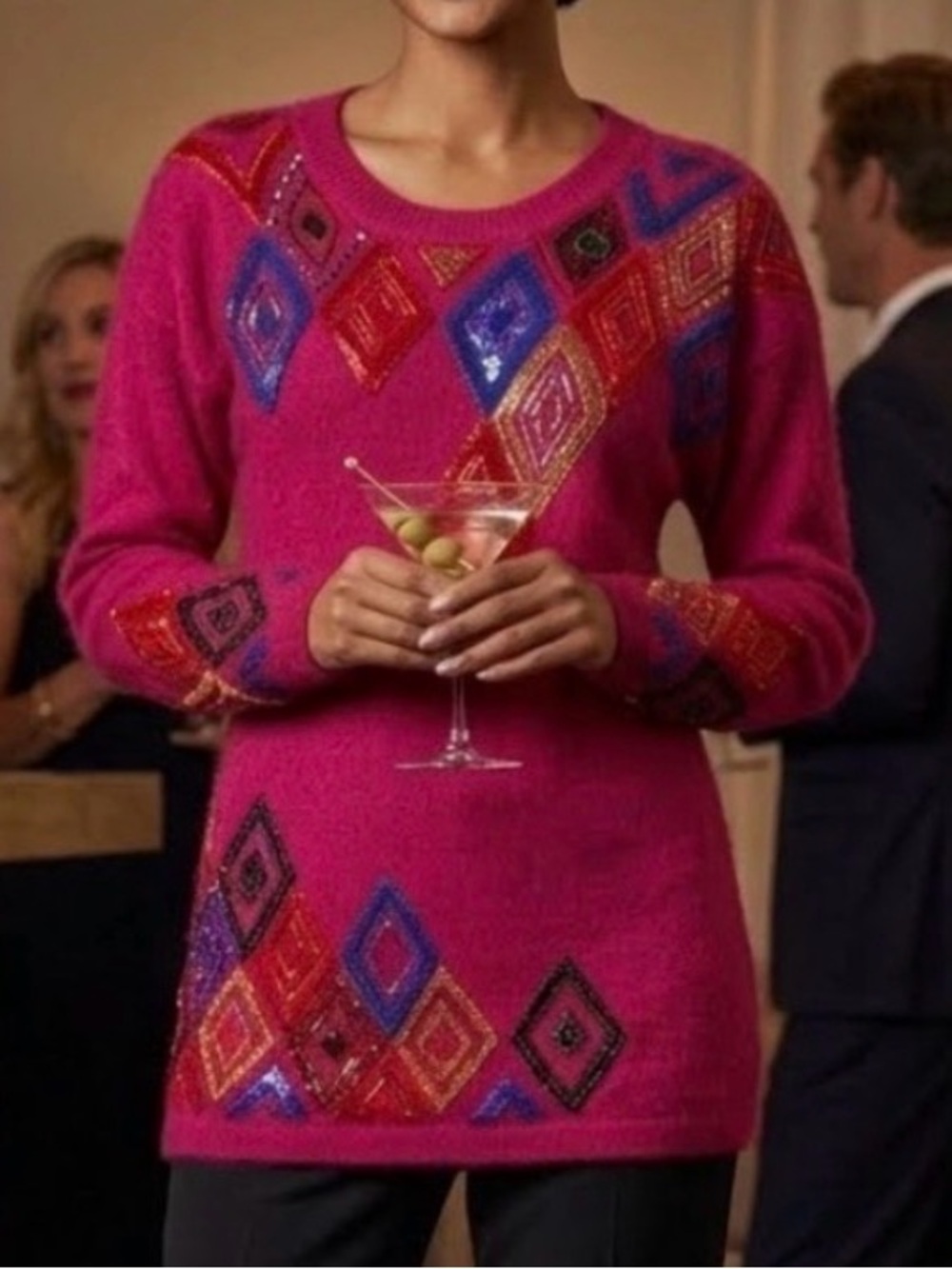 Vintage Silk and Angora Pink Sweater with sequins